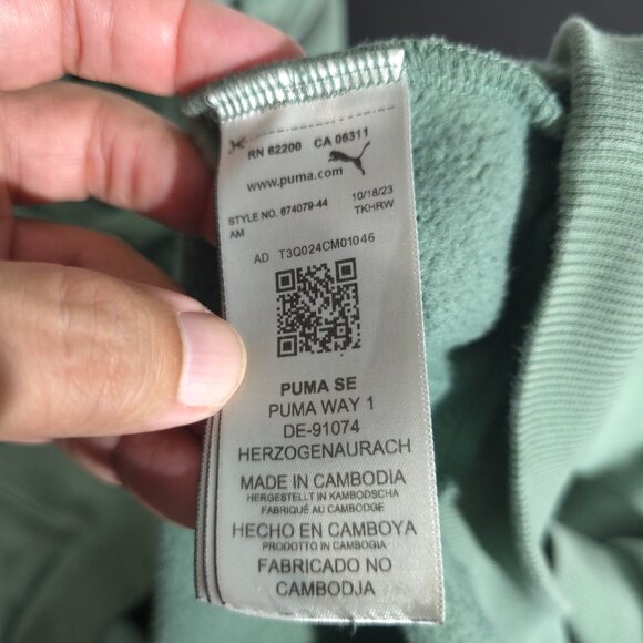 Puma SE Fit Warm Cell Hoodie Mens Sz XXL Green Pullover Logo Solid - Picture 16 of 16